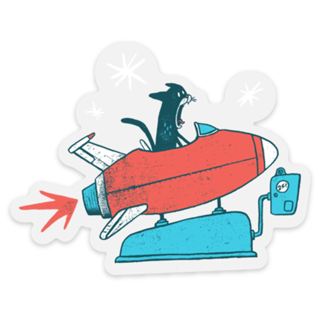 Cat Blastoff Vinyl Sticker